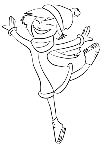 Cartoon Ice Skater Girl Coloring Page